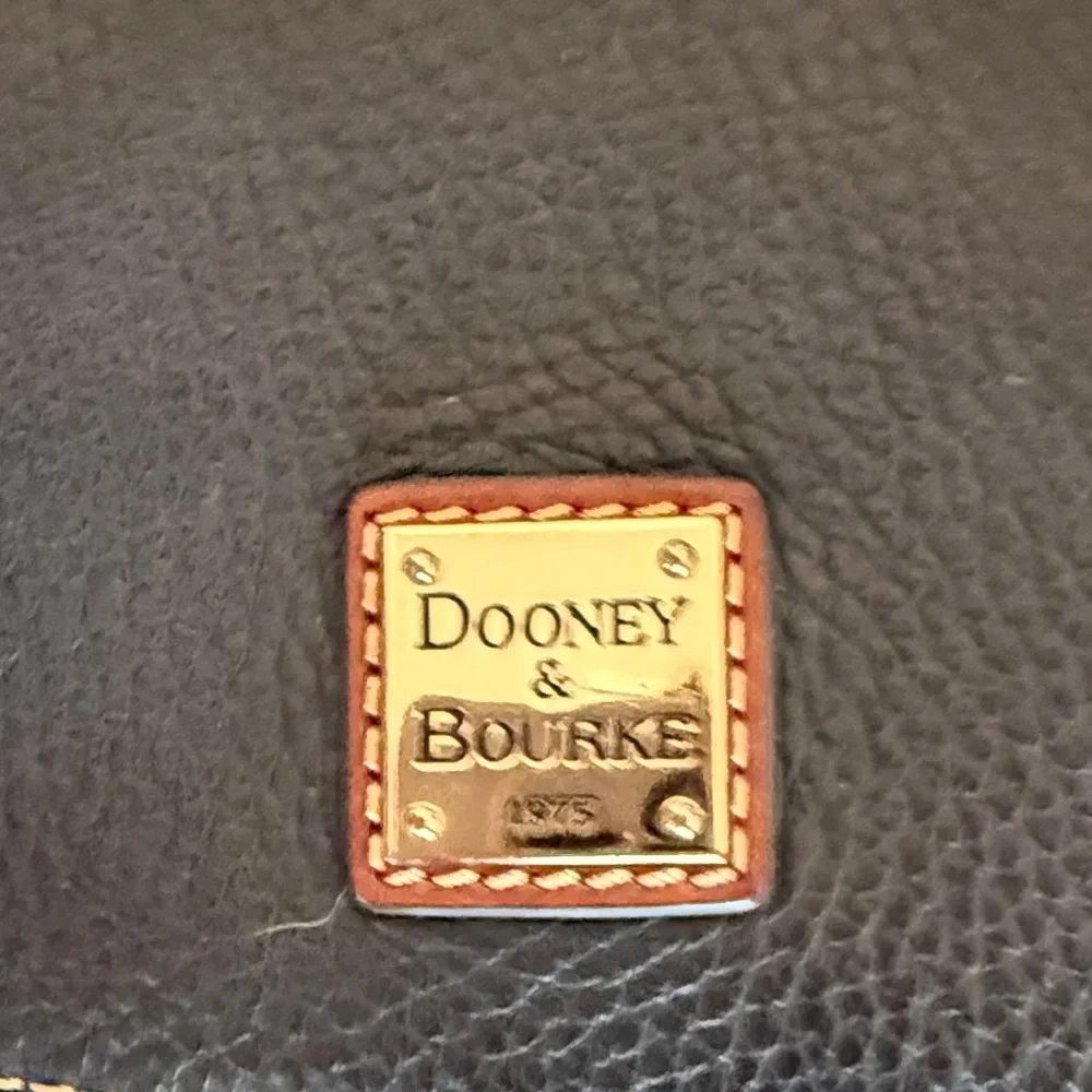 Dooney & Bourke Black Pebbled Leather Crossbody with Brown Strap